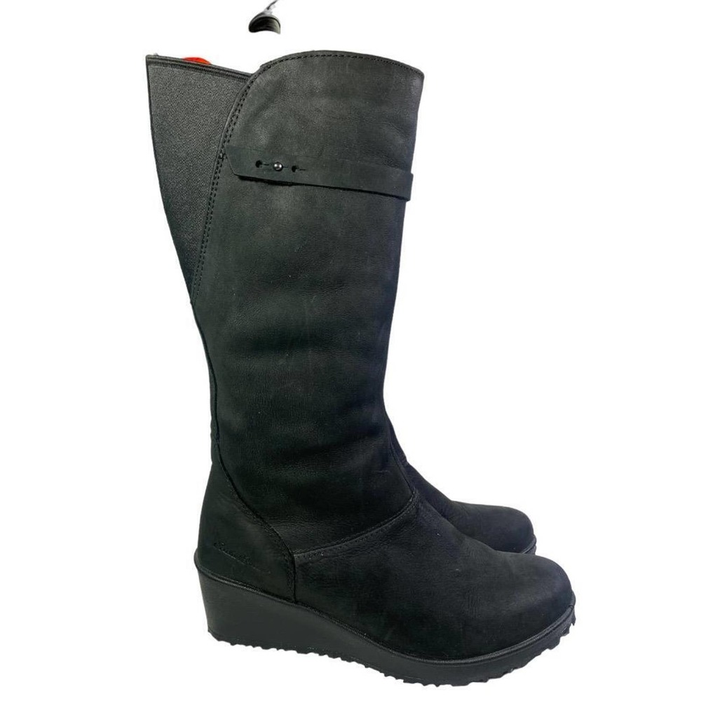 Eddie Bauer Lodge Wedge Waterproof Insulated Boot Women size 8.5 Black Leather - Picture 2 of 11